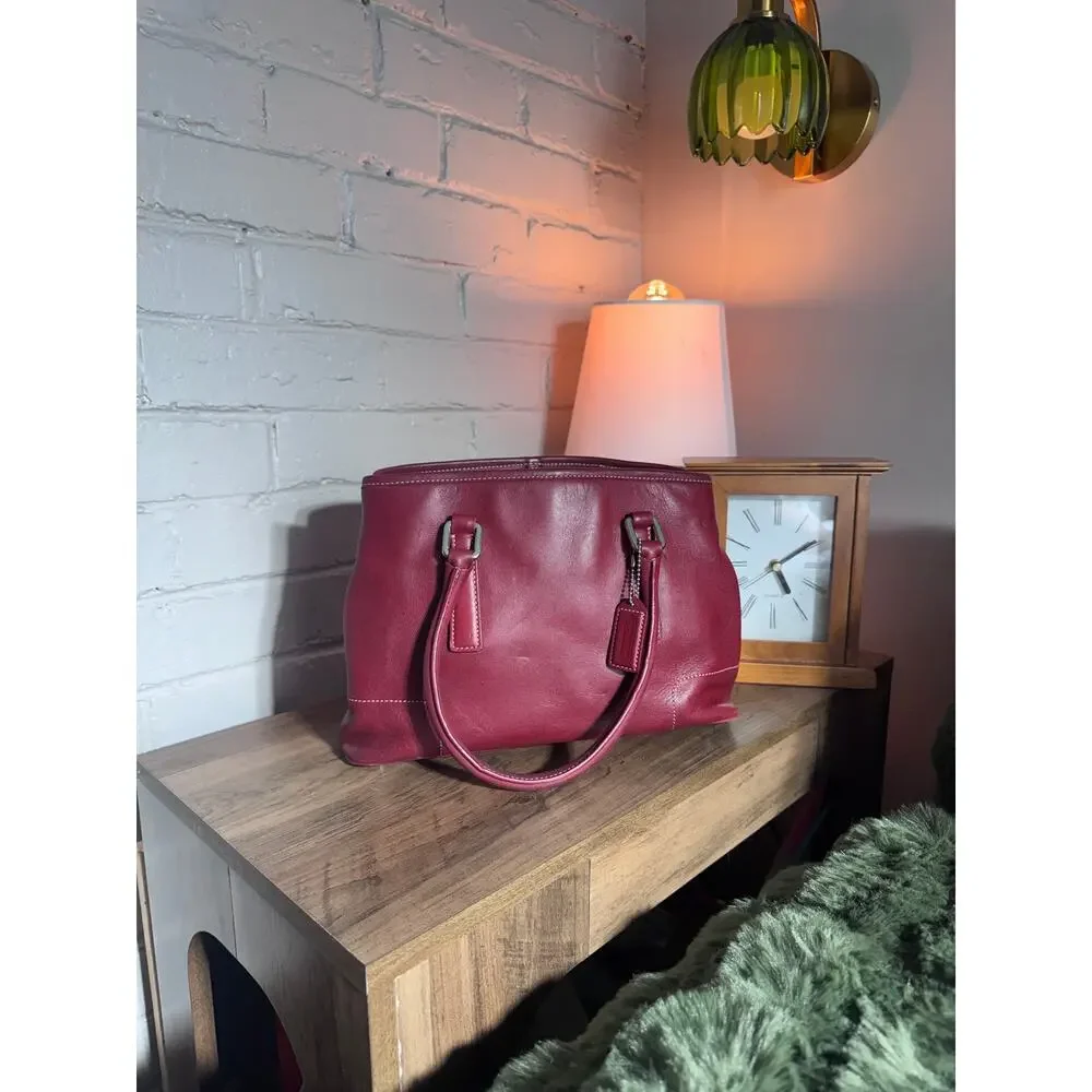 Coach 7757 Burgundy Red Leather Hampton Tote Handbag – Vintage Y2K